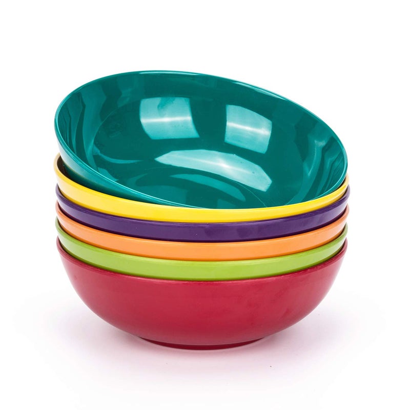 KOXIN-KARLU Melamine Bowls, 7.5-inch Pasta Bowls Salad Bowl, set of 6 in 6 Assorted Colors - Image 1